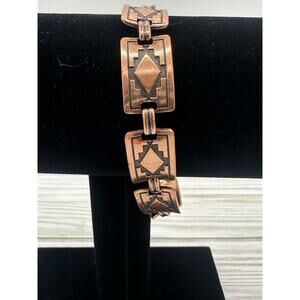 Vintage 1950 Copper Engraved Southwest Navajo Tribal Bracelet 7.5”